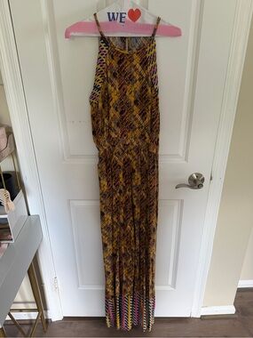 Yellow Multi-Print Halter Jumpsuit